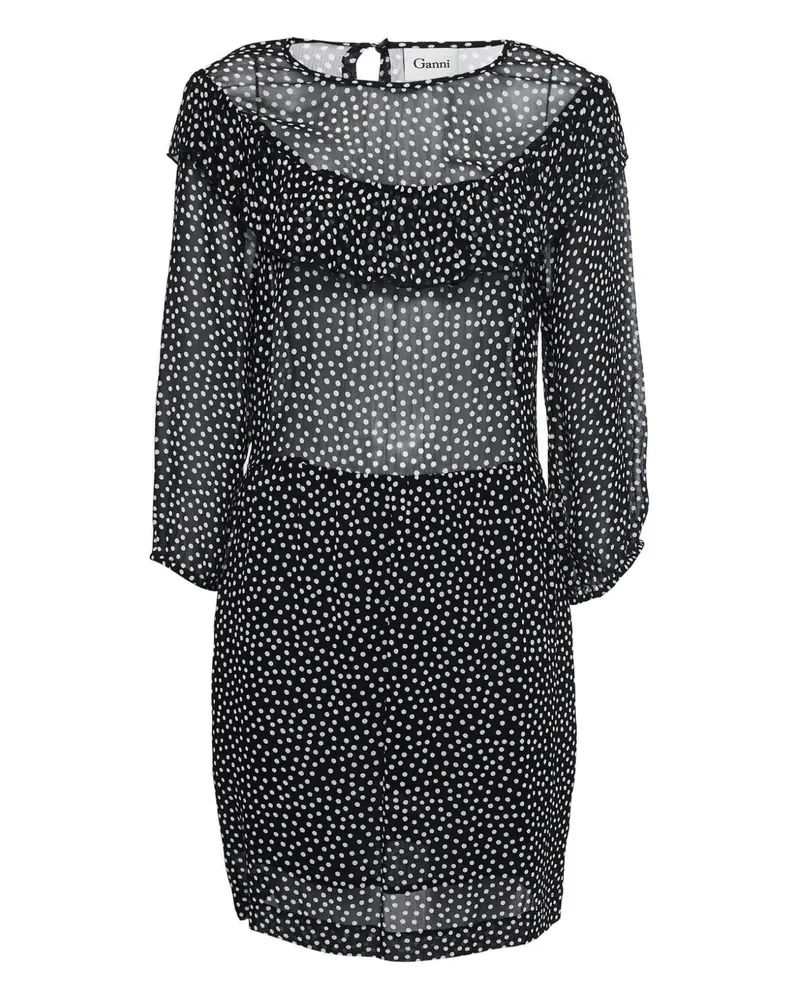 Ganni Kleid mit Polka Dots - Schwarz Schwarz