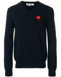 Comme des Garçons Wollpullover mit Herz-Patch Blau