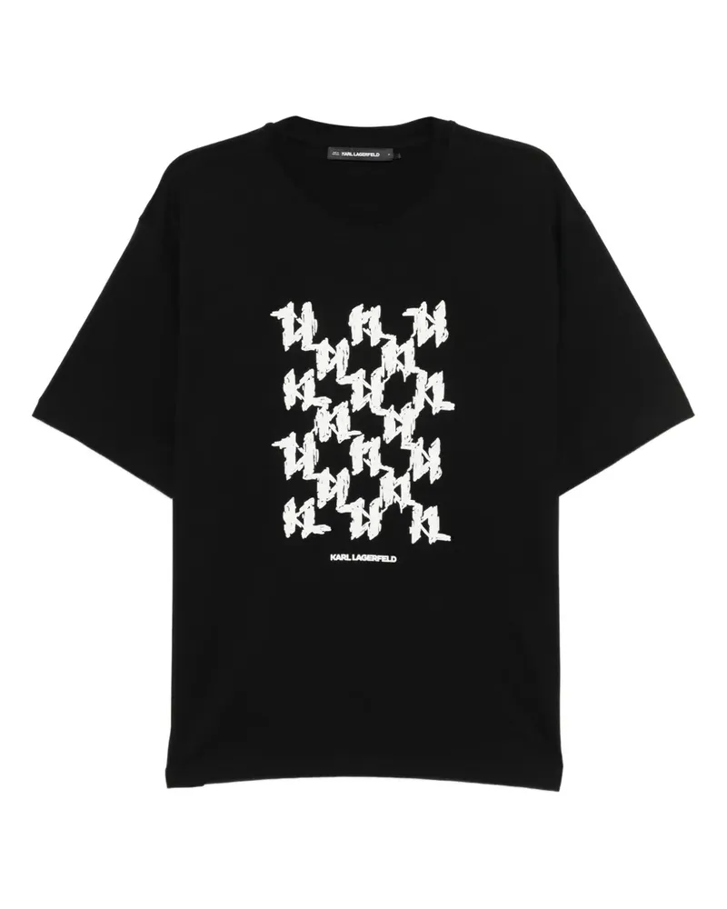 Karl Lagerfeld T-Shirt mit Monogramm-Prägung - Schwarz Schwarz
