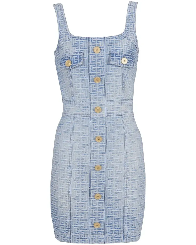 Balmain Kleid mit Monogramm - Blau Blau