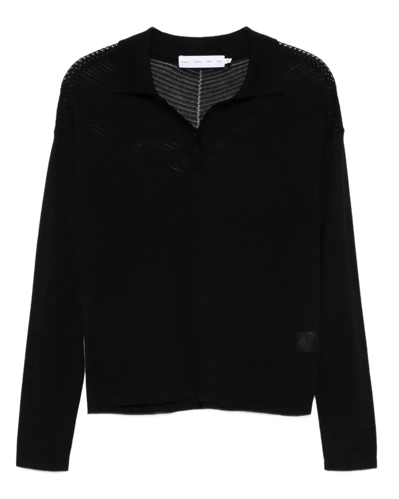 Proenza Schouler Geripptes Oberteil mit Poloshirtkragen - Schwarz Schwarz