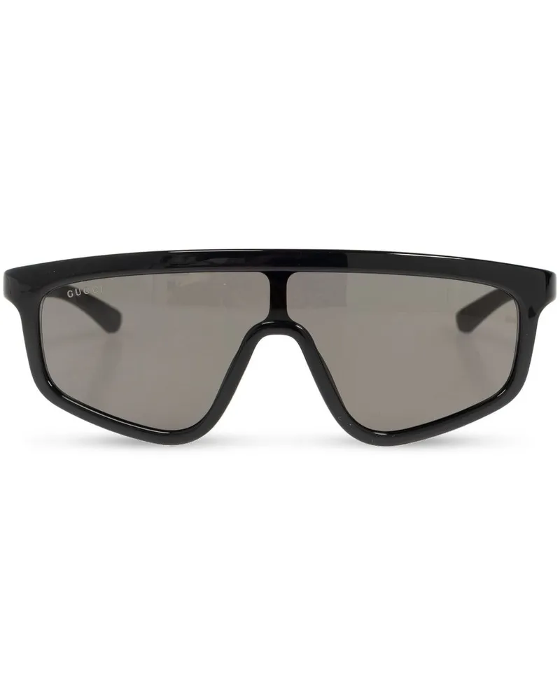 Gucci Sonnenbrille mit Maskengestell - Schwarz Schwarz