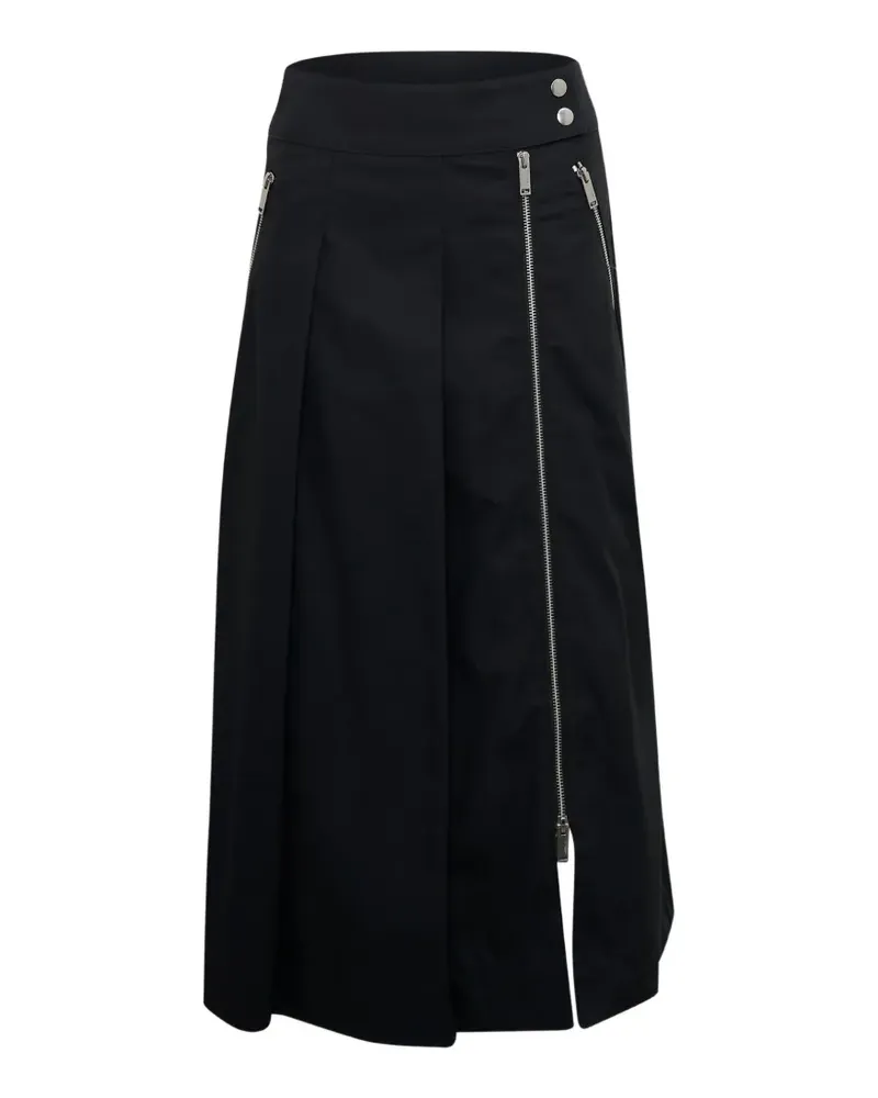 3.1 phillip lim zip-detail pleated midi skirt - Schwarz Schwarz