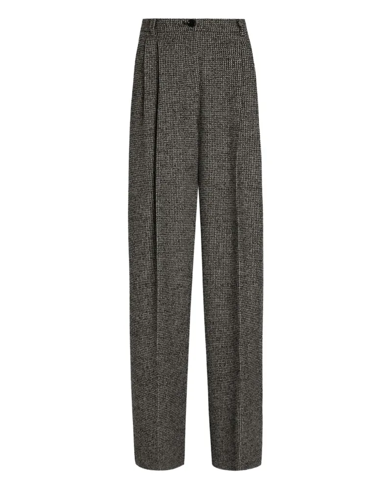 Dolce & Gabbana Bundfaltenhose mit Hahnentrittmuster - Schwarz Schwarz