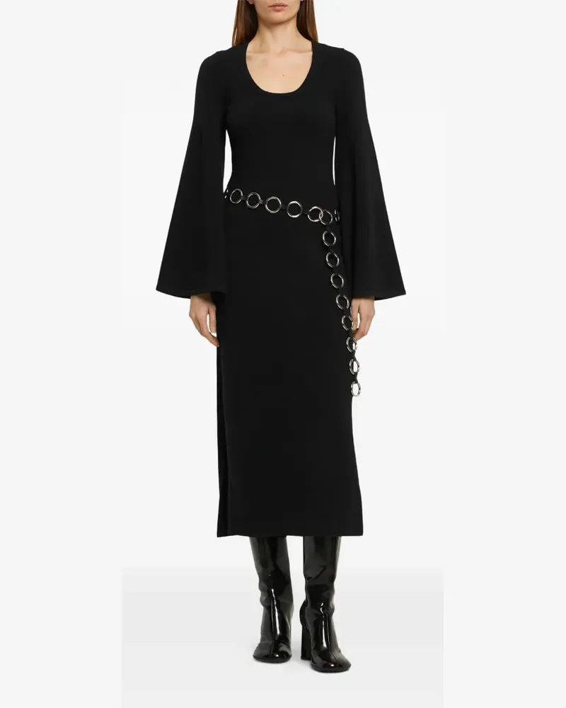 Michael Kors Gürtel-Midikleid mit Glockenärmeln - Schwarz Schwarz