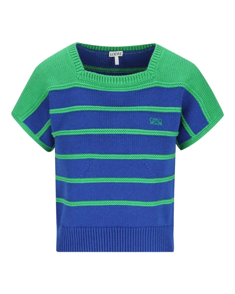 Loewe Gestreifter Pullover mit Anagram-Stickerei - Blau Blau