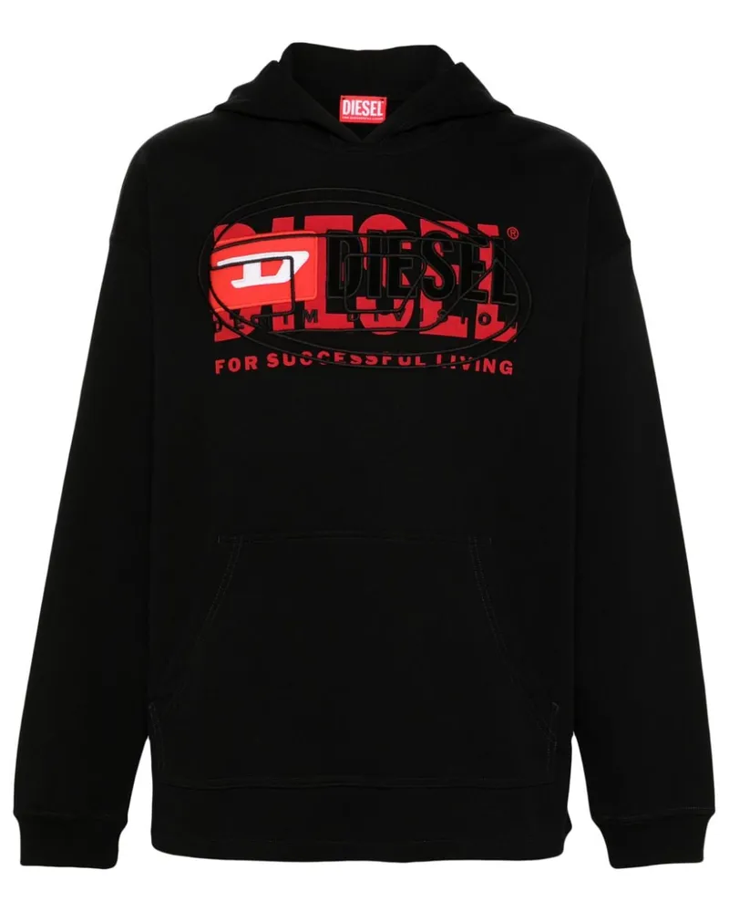 Diesel S-Baxt Hoodie mit Logo-Stickerei - Schwarz Schwarz