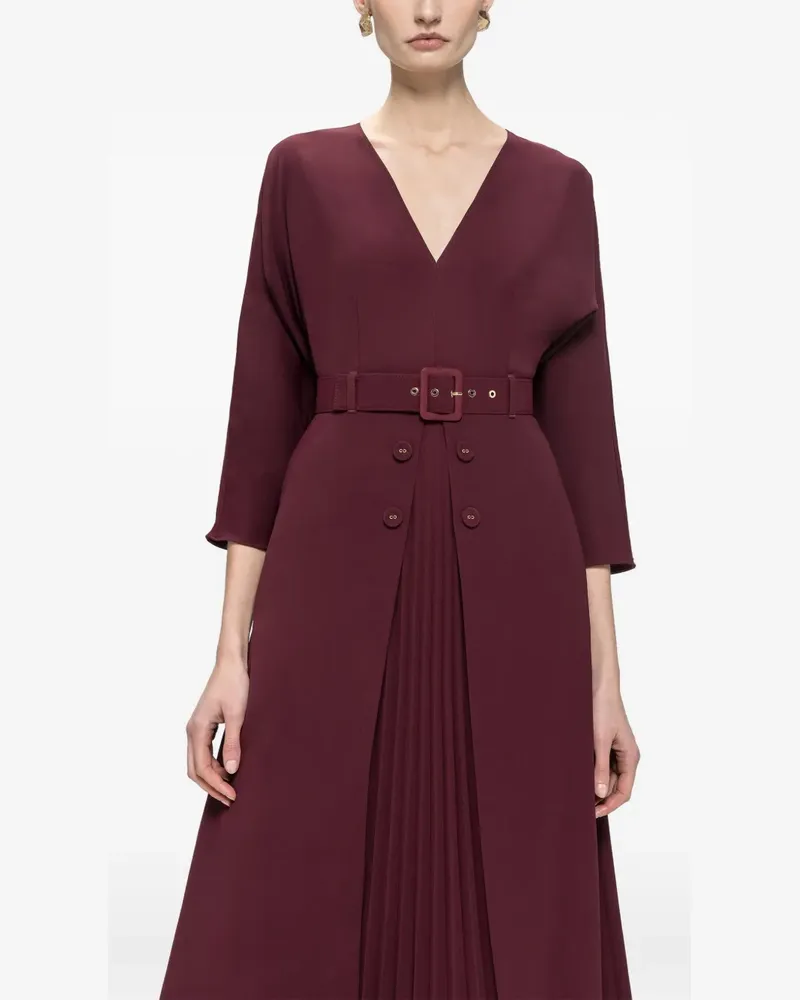 NISSA Plissiertes Midikleid mit Gürtel - Rot Rot