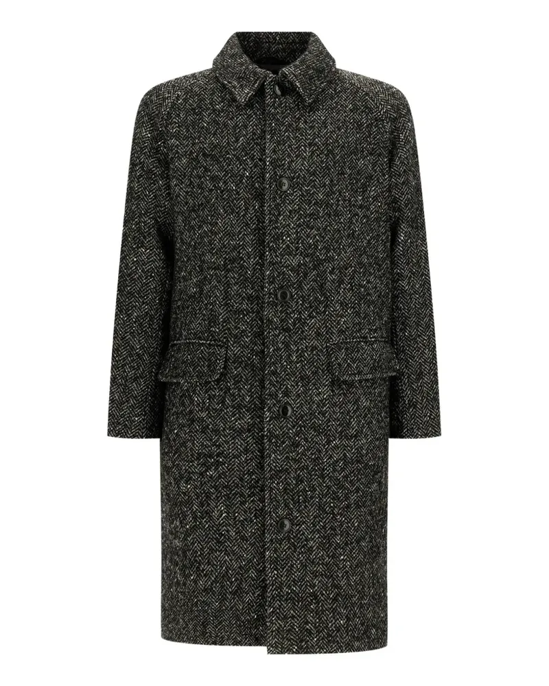 Sebago herringbone-pattern single-breasted coat - Schwarz Schwarz