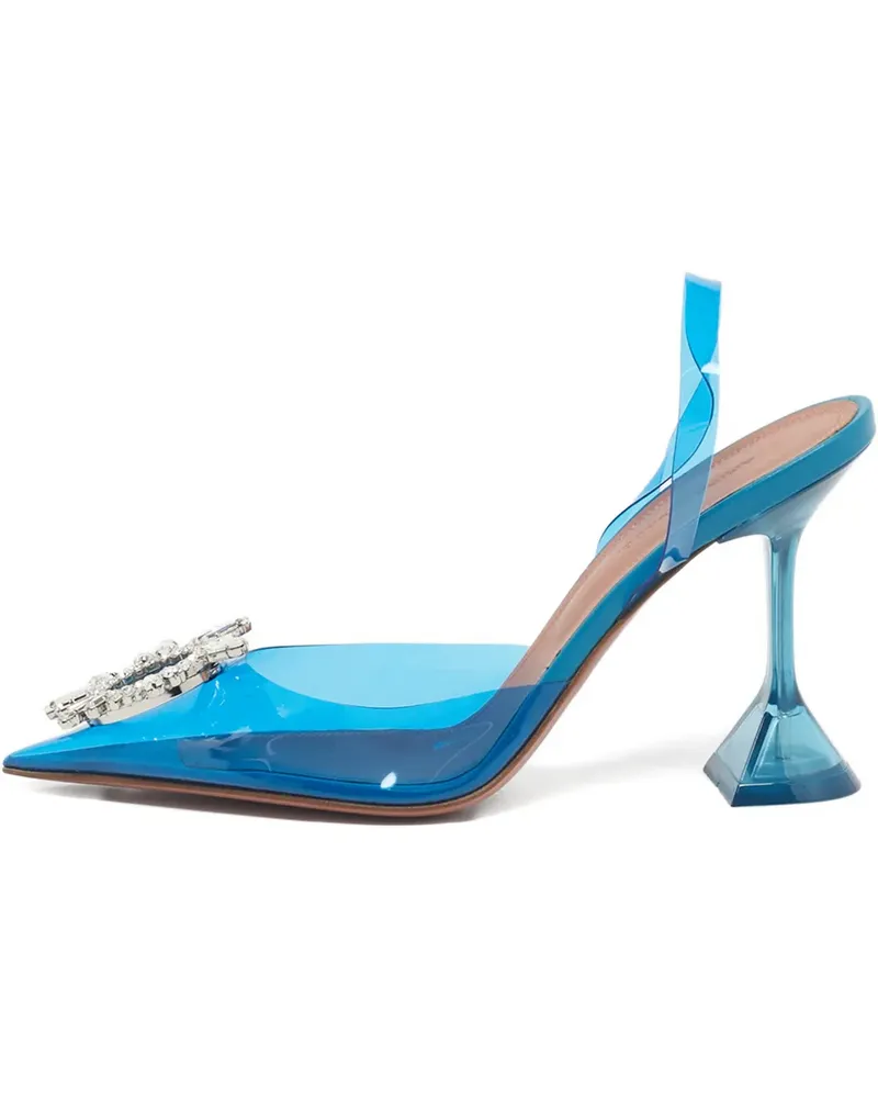 Amina Muaddi Pumps mit Kristallen - Blau Blau