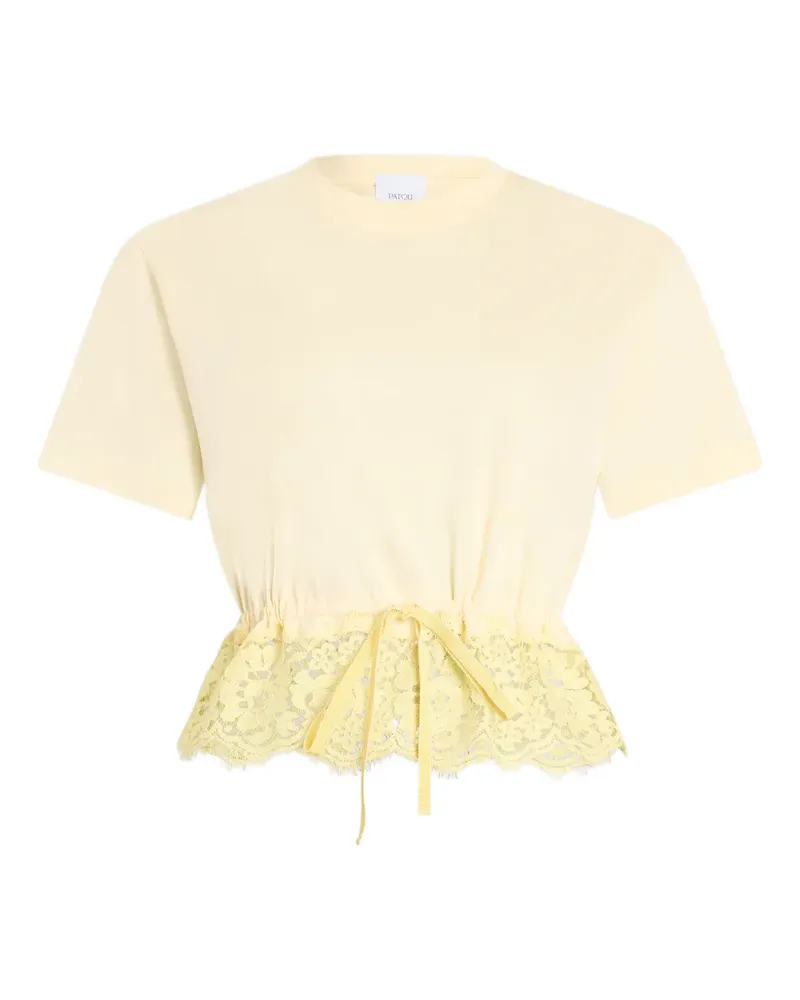 Patou T-Shirt mit Spitzensaum - Gelb Gelb