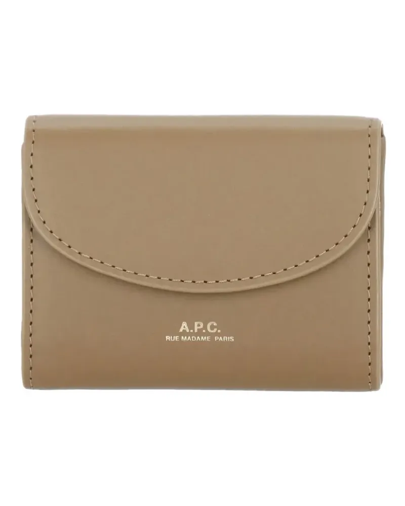 A.P.C. logo-detail card holder - Nude Nude