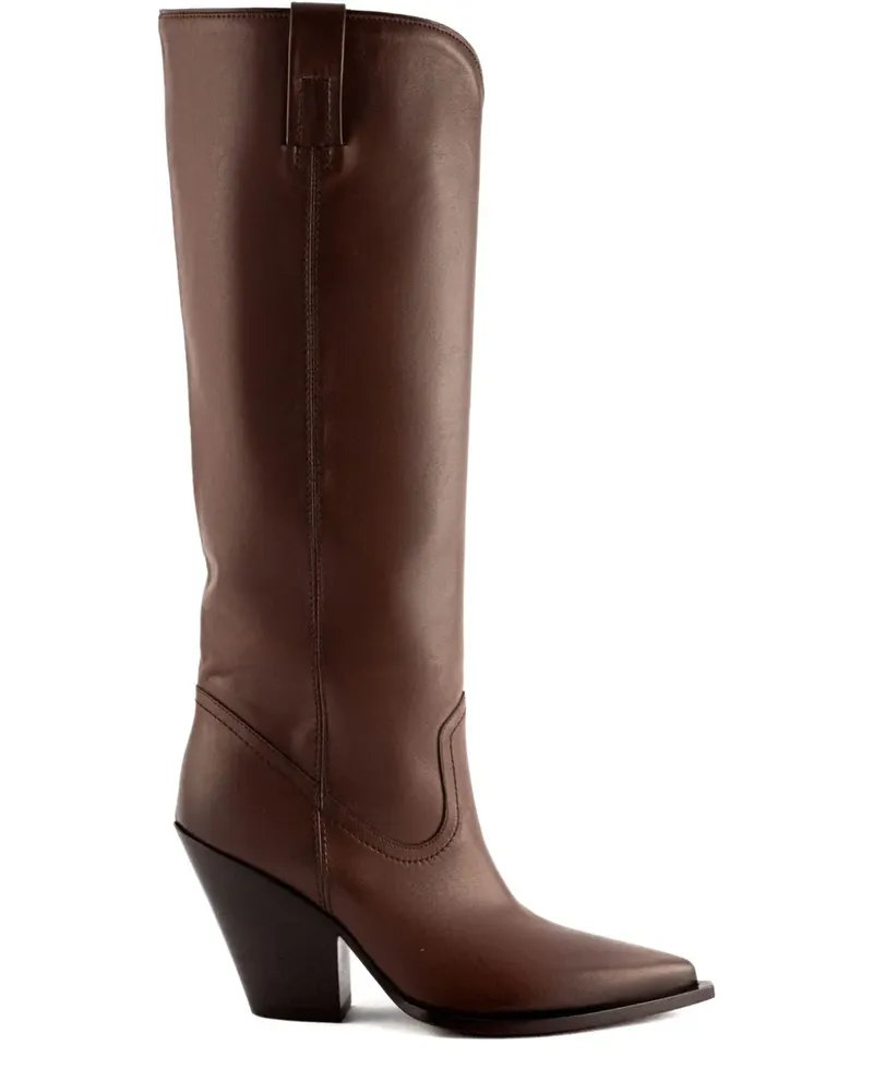 Elena Iachi Kniehohe Stiefel mit spitzer Kappe 90mm - Braun Braun