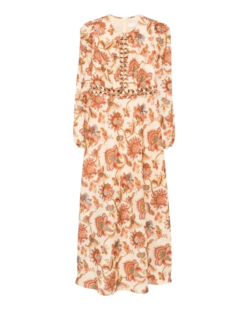 Zimmermann Aster floral-print midi dress - Nude Nude