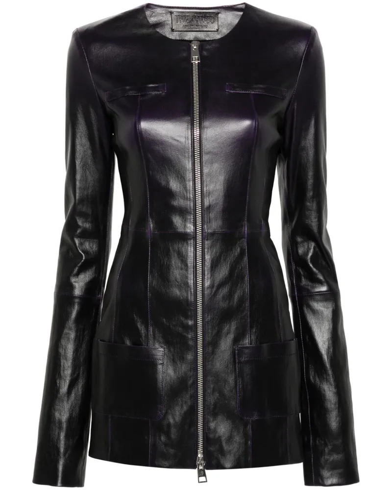 ATTICO Lederjacke mit Reißverschluss - Schwarz Schwarz