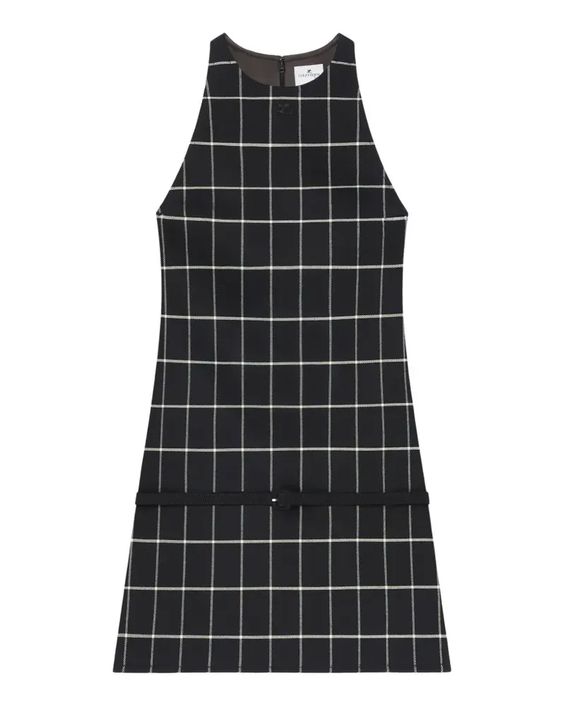 Courrèges Kariertes Minikleid in A-Linie - Schwarz Schwarz