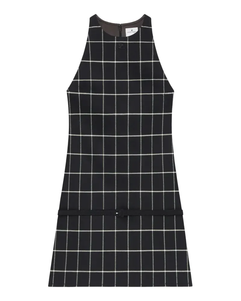 Courrèges Kariertes Minikleid in A-Linie - Schwarz Schwarz