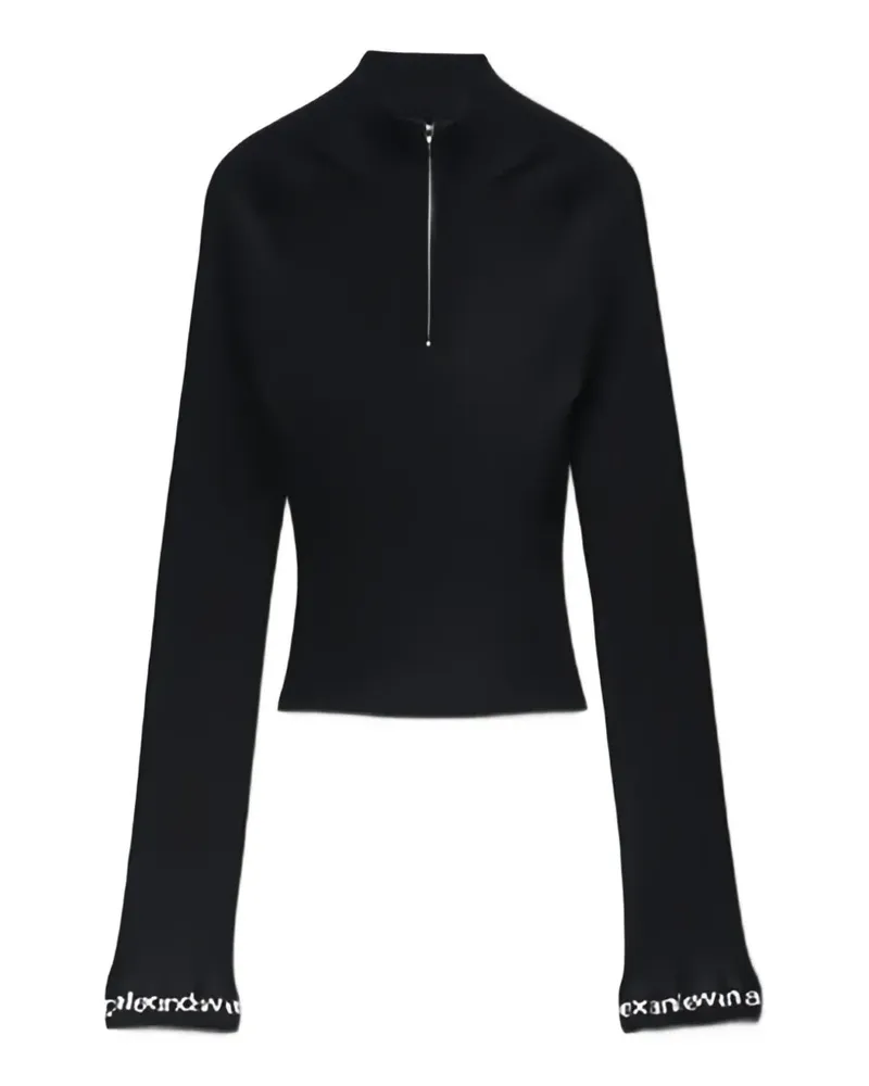 Alexander Wang Geripptes Tanktop mit Logo - Schwarz Schwarz