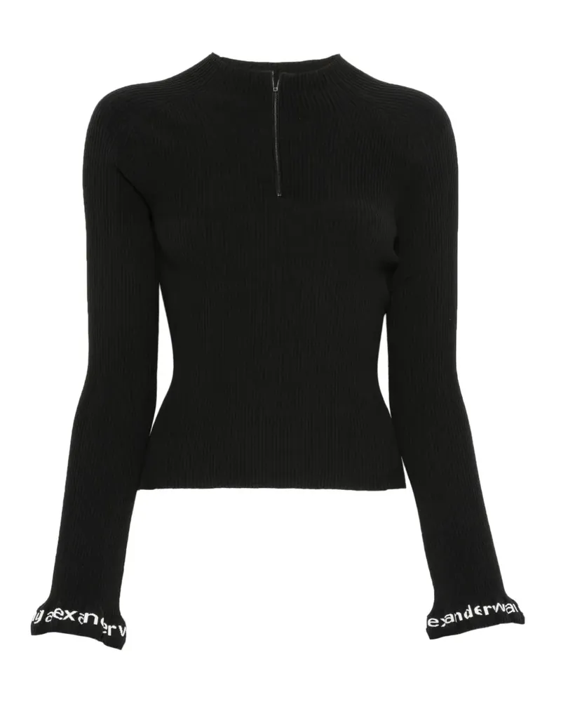 Alexander Wang Geripptes Tanktop mit Logo - Schwarz Schwarz