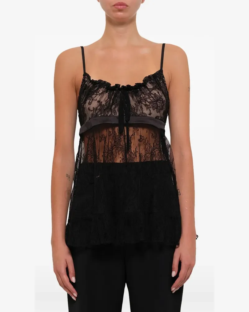 Alexander McQueen lace-trimmed tie-detail camisole - Schwarz Schwarz