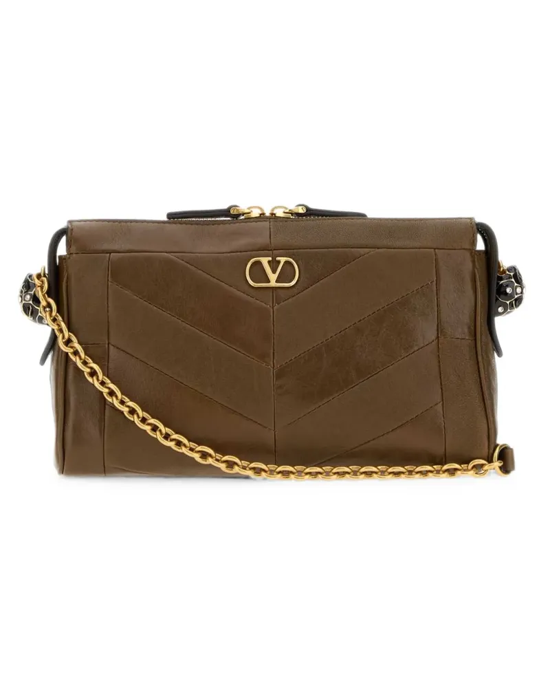 Valentino Garavani Kleine Panthea Schultertasche aus Nappaleder mit Zickzackmuster - Braun Braun