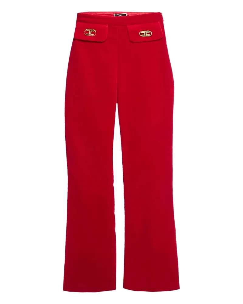 Elisabetta Franchi Pre-owned Samthose mit Logo-Schild - Rot Rot