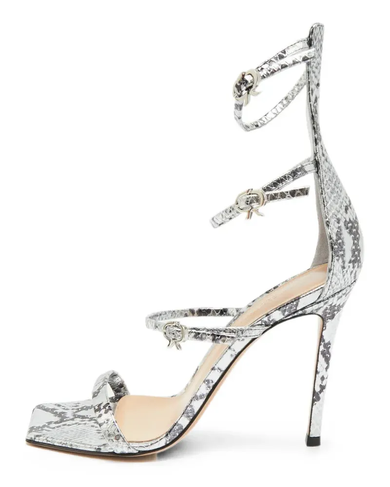 Gianvito Rossi Ribbon Uptown snakeskin-effect sandals - Silber Silber