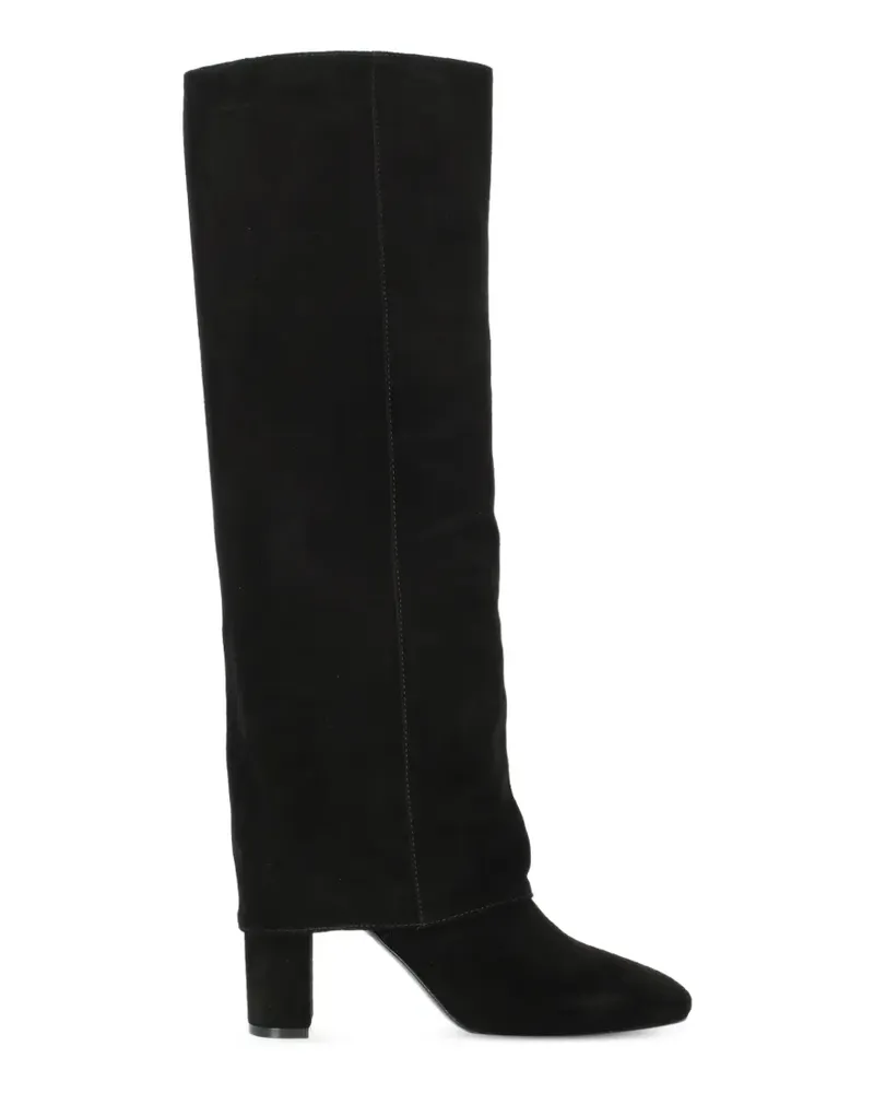 Via Roma 15 Kniehohe Stiefel mit Umschlag - Schwarz Schwarz