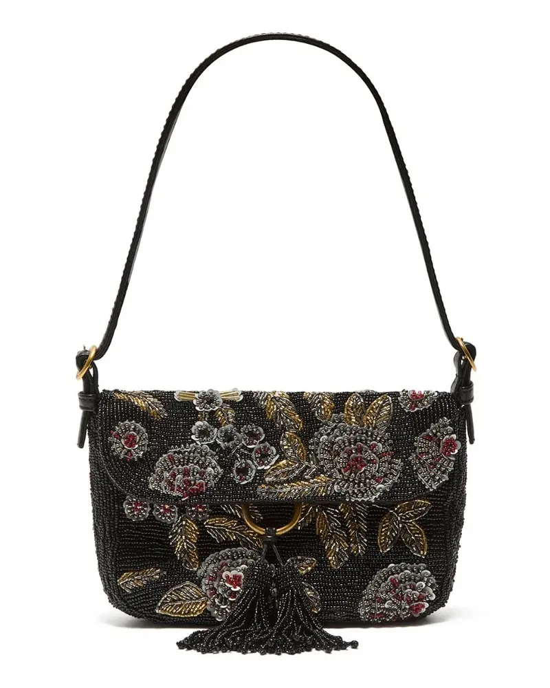 Maliparmi Schultertasche mit Perlenmuster - Schwarz Schwarz
