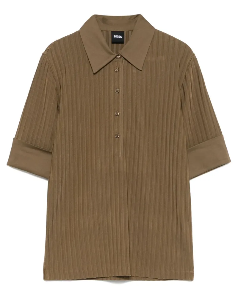 HUGO BOSS Geripptes Poloshirt - Braun Braun
