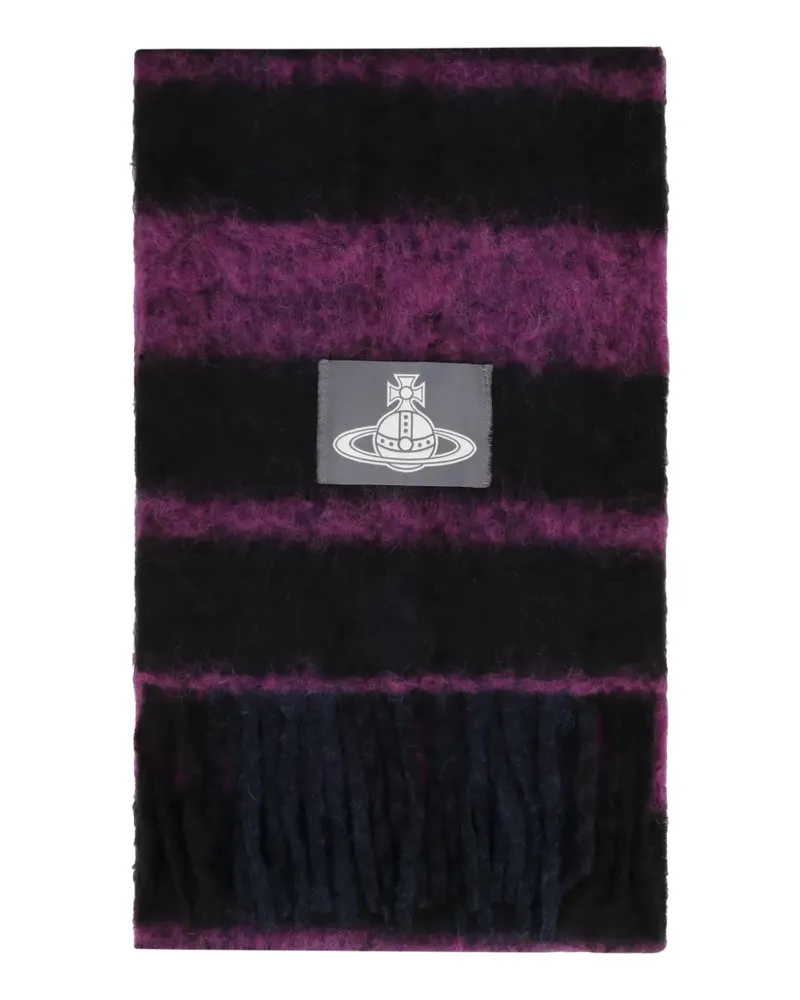 Vivienne Westwood striped-pattern fringed scarf - Schwarz Schwarz