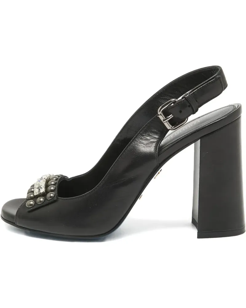Loriblu Slingback-Pumps mit Kristallen 120mm - Schwarz Schwarz