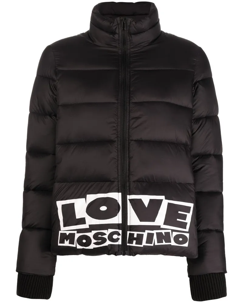 Moschino Gefütterte Jacke mit Logo-Print Schwarz