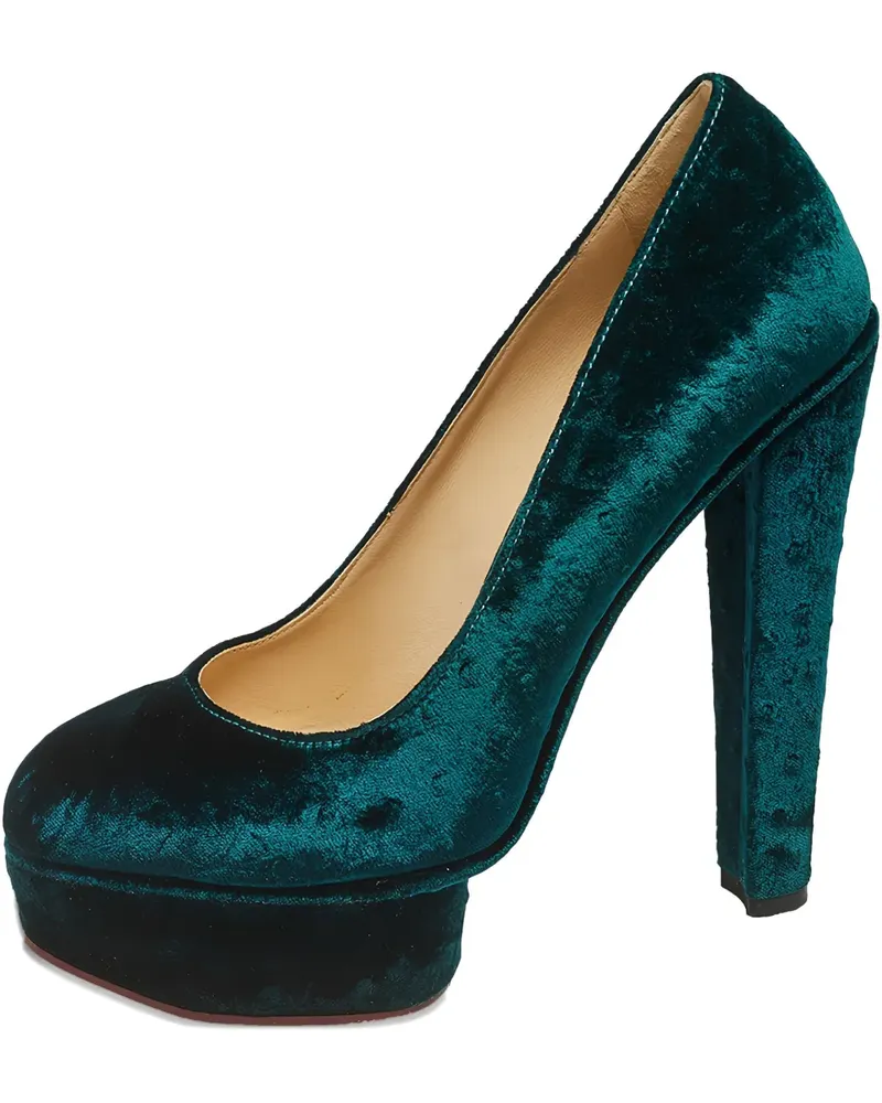 Charlotte Olympia 2024 pre-owned Dolly Pumps aus Samt - Grün Grün