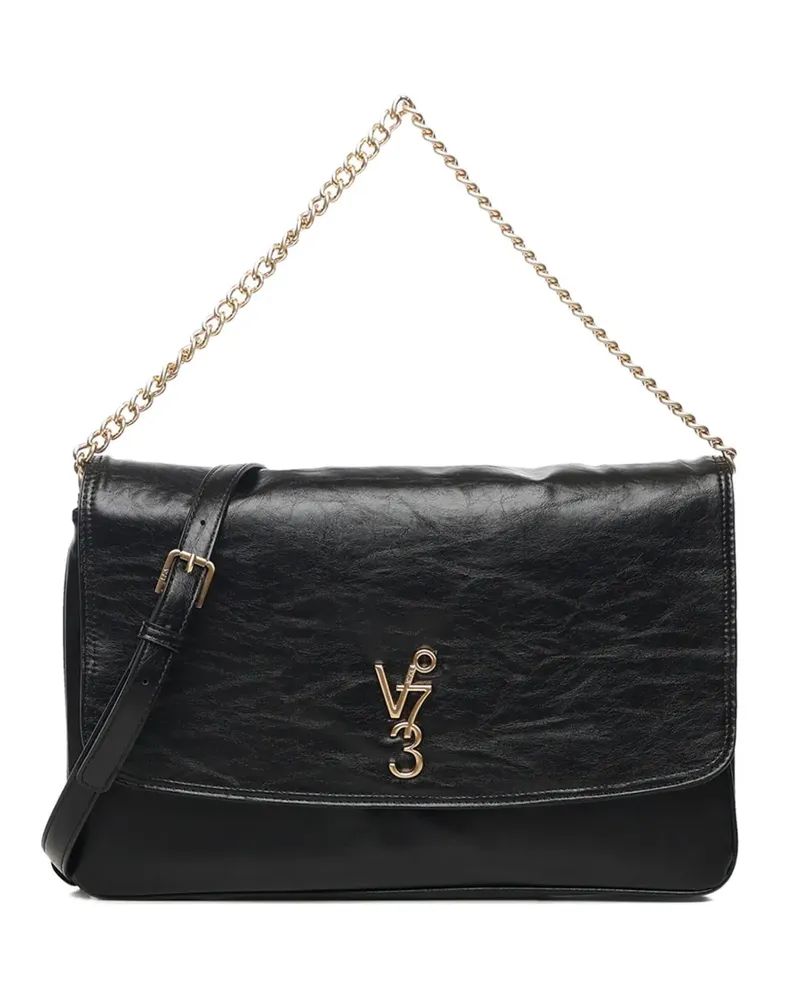 V°73 Louise Schultertasche mit Logo-Schild - Schwarz Schwarz