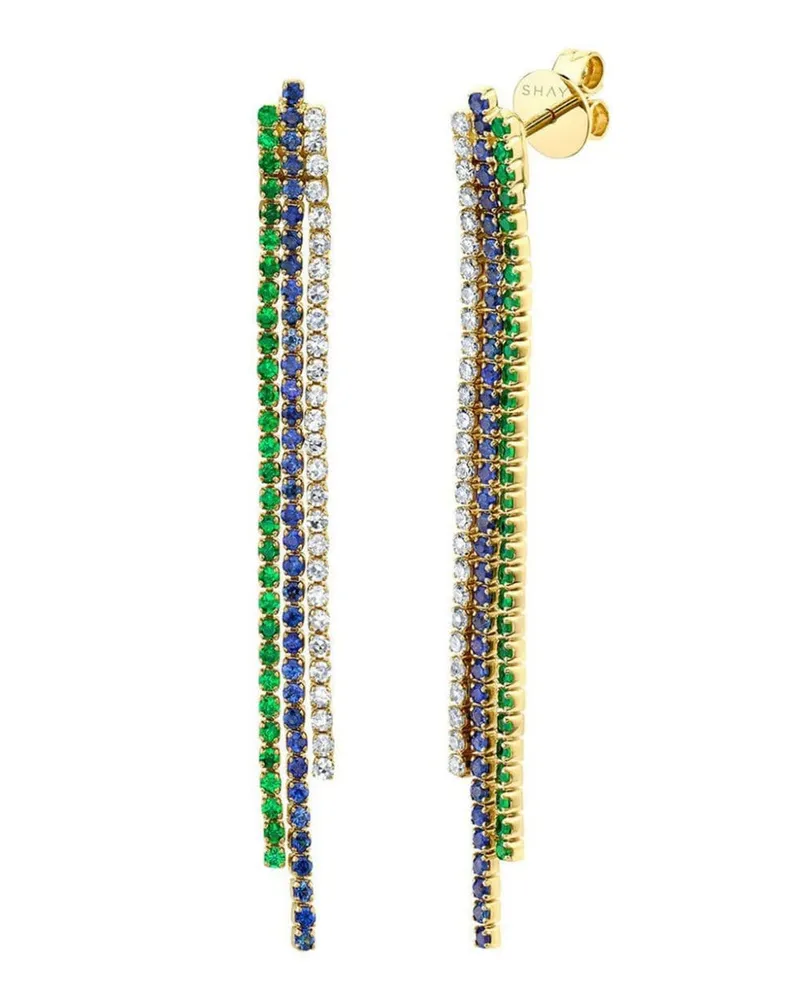 SHAY 18kt Triple Thread Gelbgoldohrringe mit mehreren Schmucksteinen Gold