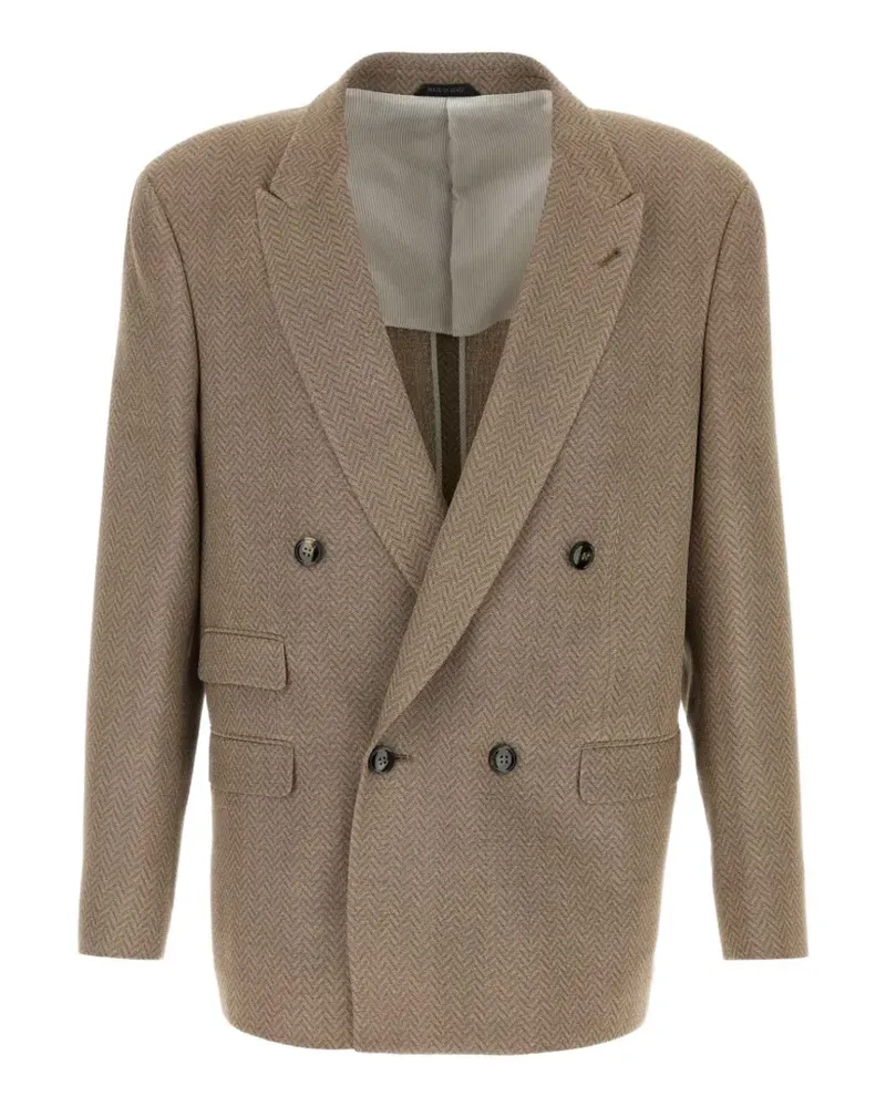 Giorgio Armani herringbone silk blazer - Braun Braun