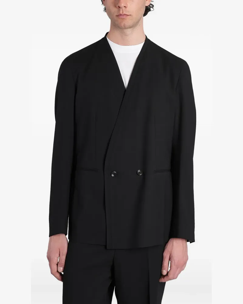 Tagliatore collarless double-breasted suit - Schwarz Schwarz