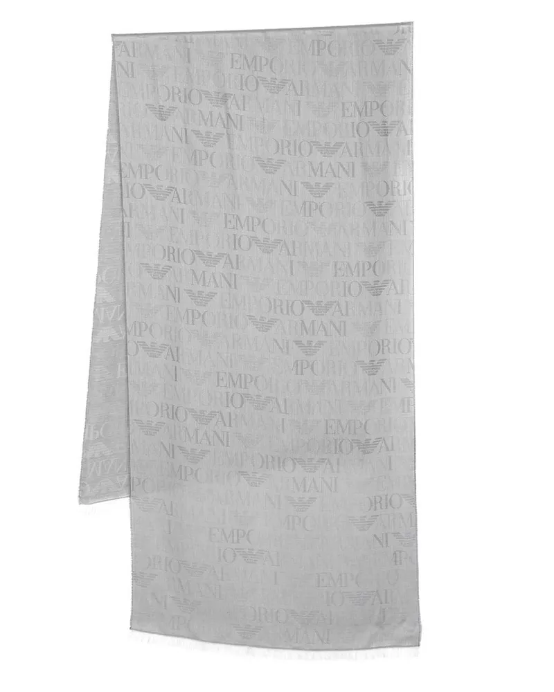 Emporio Armani Schal mit Jacquard-Logo Grau