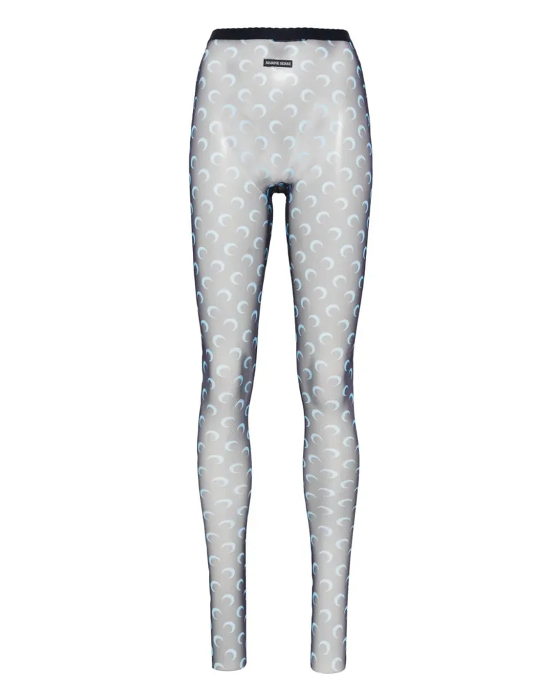 Marine Serre Netzstrumpfhose mit Sichelmond-Print - Blau Blau