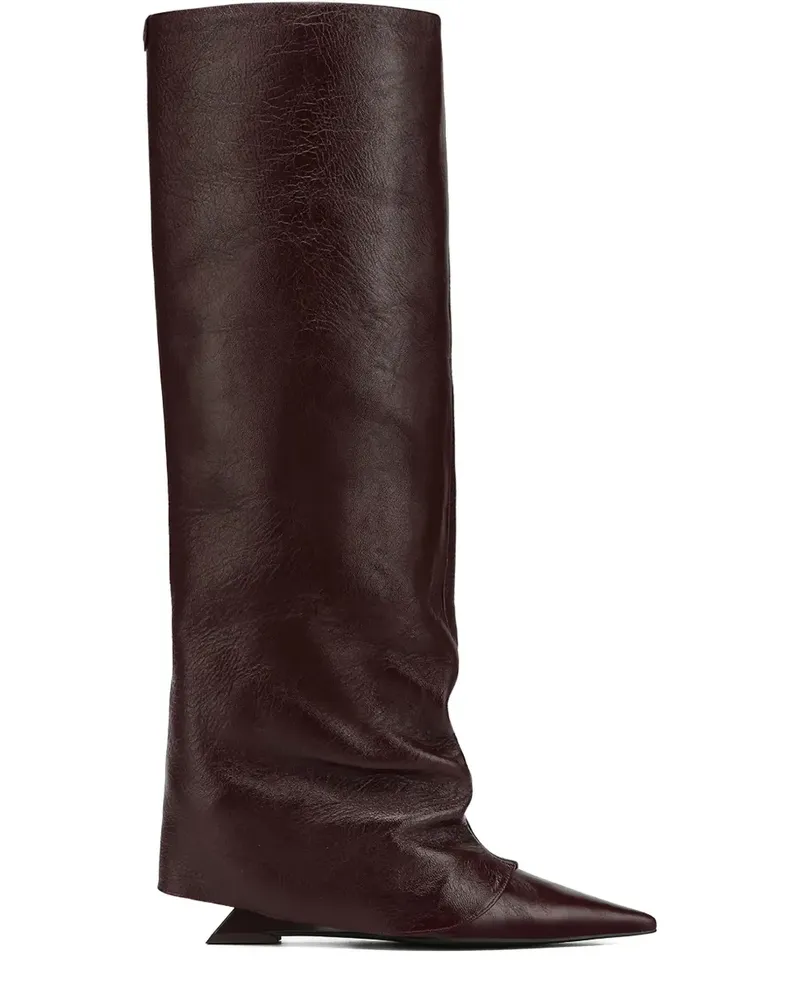 Naked Wolfe Stated pointed-toe burgundy knee-high boots - Rot Rot