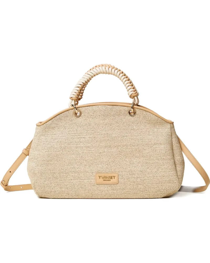 Twin-Set woven tote bag - Nude Nude