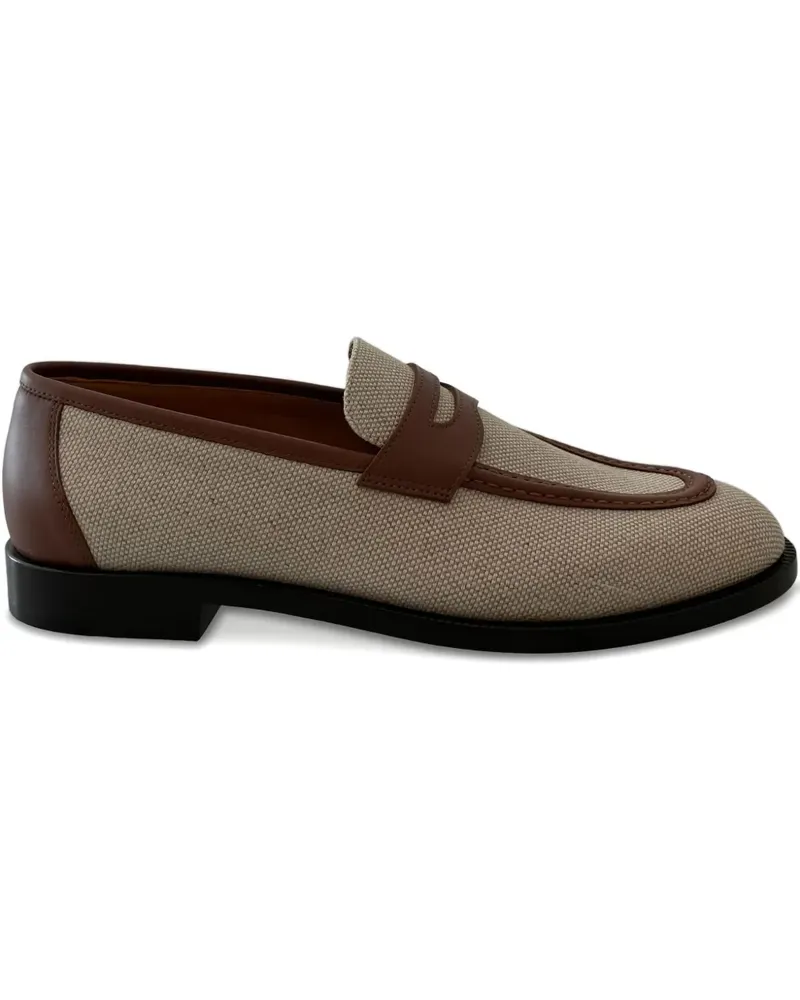 Loro Piana Sergio Canvas-Loafer mit Lederbesatz - Braun Braun