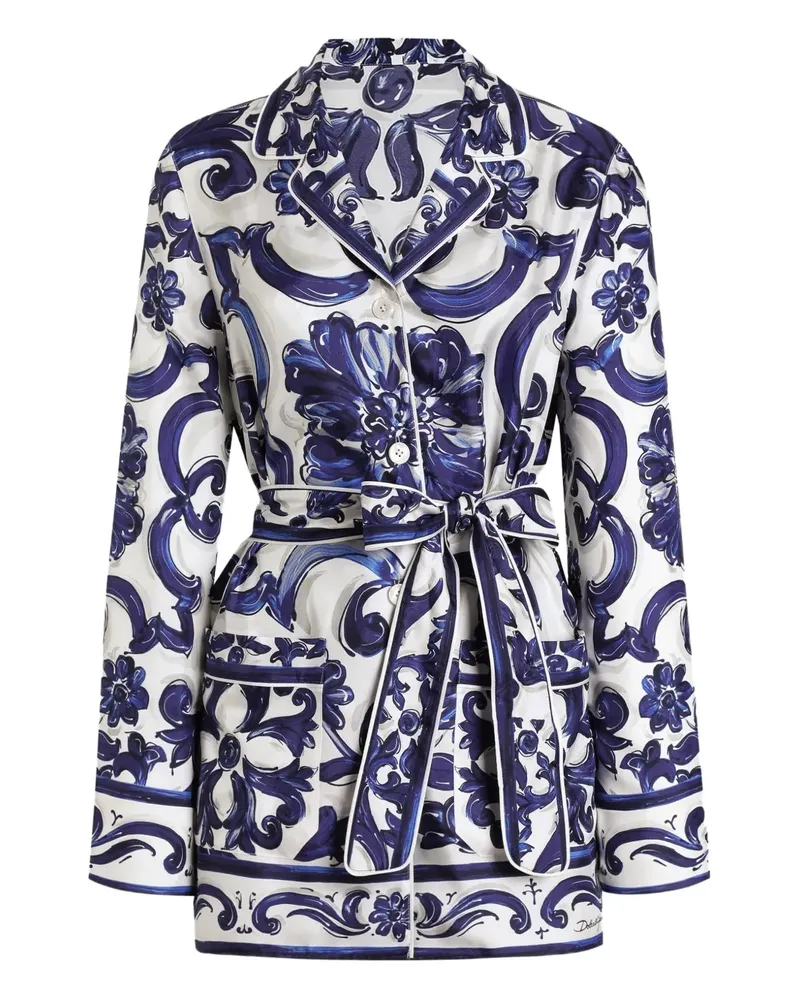 Dolce & Gabbana Gürtel-Oberteil mit Majolica-Print - Blau Blau