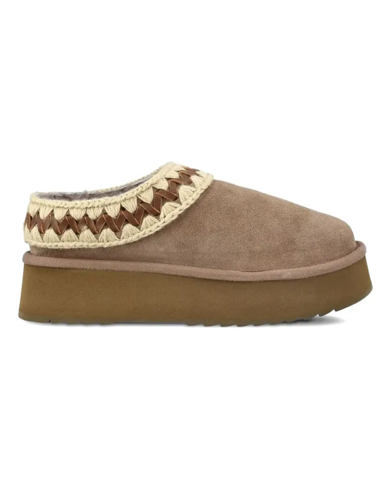Mou platform suede clogs - Nude Nude
