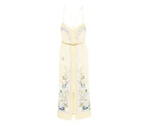 Midikleid mit Blumen-Print - Gelb