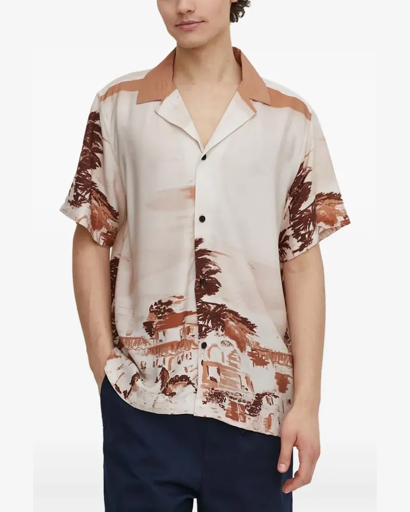 LES DEUX painting-print short-sleeve shirt - Nude Nude
