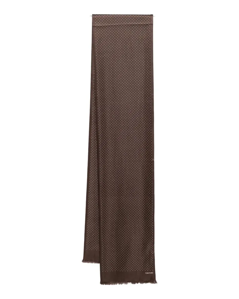 Tom Ford Seidenschal mit Polka Dots - Braun Braun