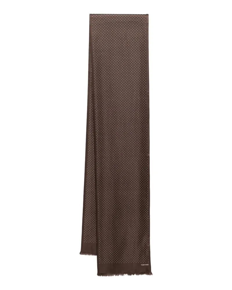Tom Ford Seidenschal mit Polka Dots - Braun Braun