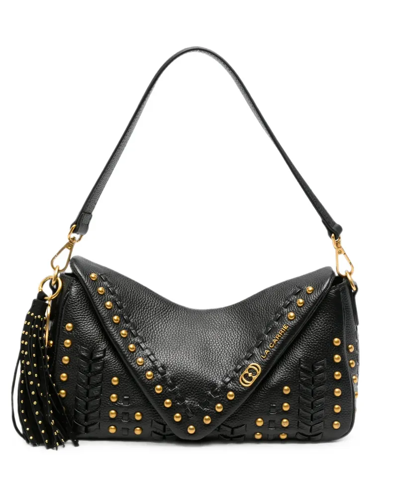 LA CARRIE stud-embellished pebbled shoulder bag - Schwarz Schwarz
